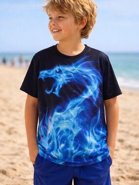 Kids Blue Dragon Swim Tee - Brand: